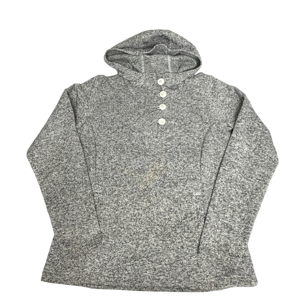Columbia Women L Gray Sweater Fleece Hoodie Pullover Button Neck Outdoor Marl